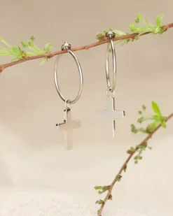 Ear Ring 14 mm, Pendant Cross